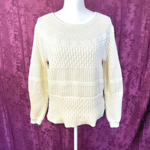 Talbots Cream Cotton Knit Sweater Women's Size M